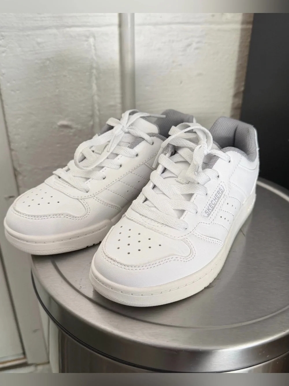 Skechers Kids White Low-Top Lace-Up Sneakers